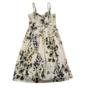 Antonio Melani Floral Cotton Blend Midi Sundress Cream Blue Green Size 6